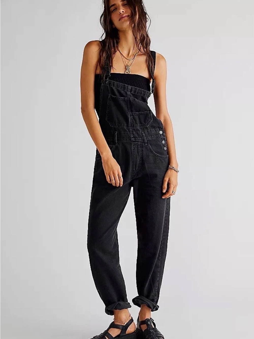We The Free Ziggy Denim Overall in Mineral Black